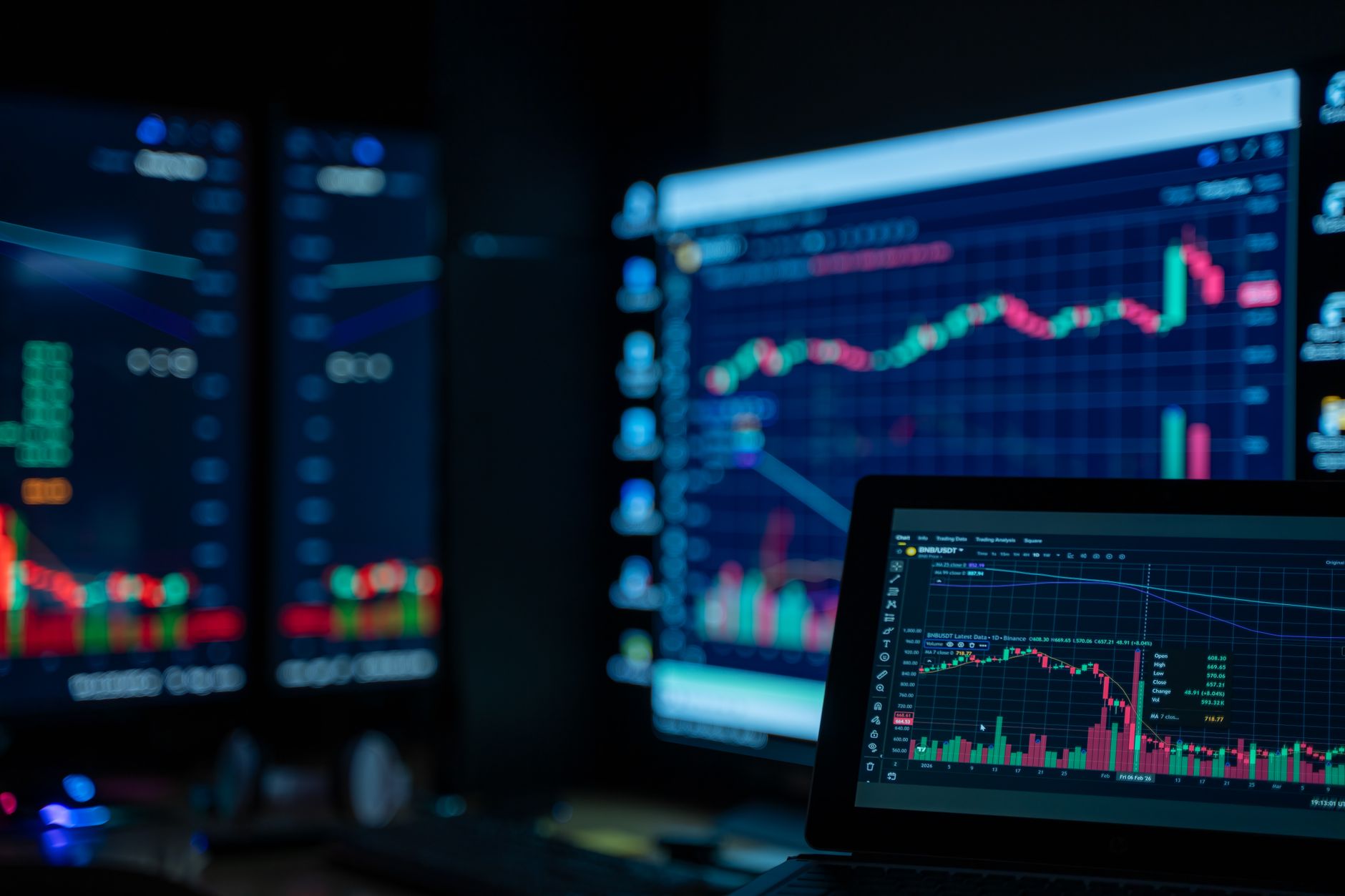 Crypto trading bot dashboard showing charts and automated strategies