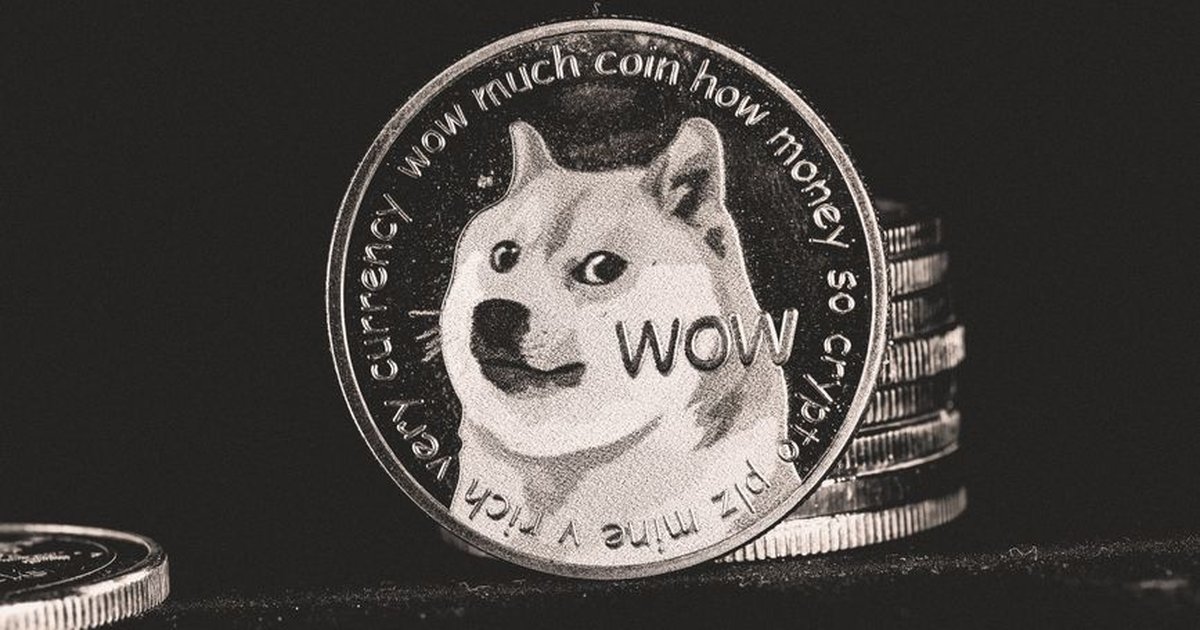 A detailed grayscale image of a Dogecoin, highlighting its iconic design and cryptocurrency appeal.