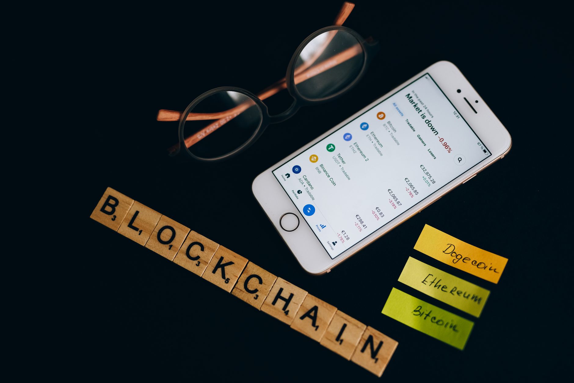 A smartphone screen showing an Ethereum blockchain application with ETH token balance.