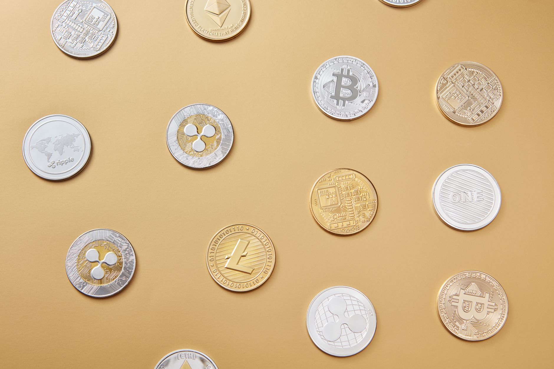 Cryptocurrency coins falling from the sky representing free token airdrops